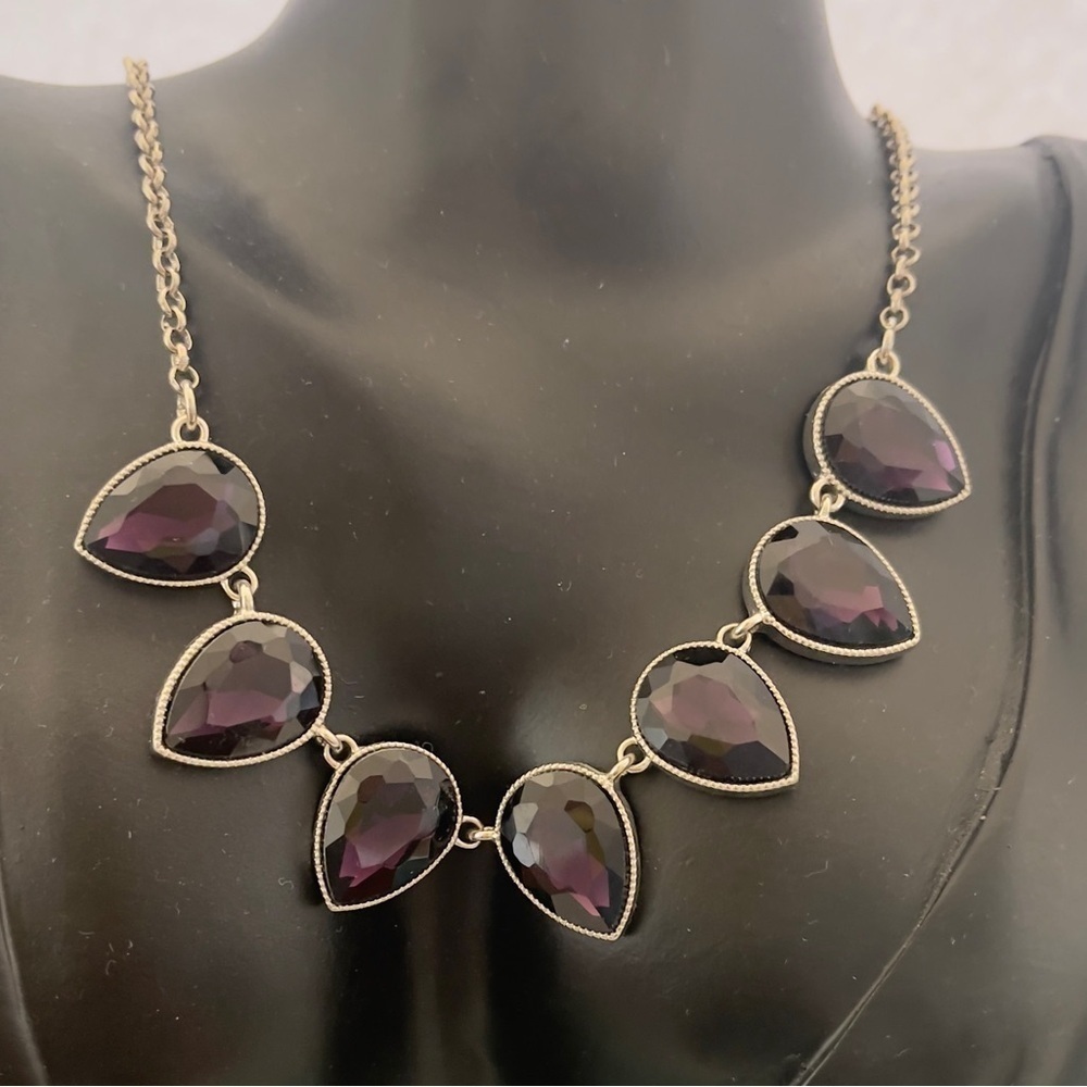 RARE Crown trifari purple teardrop necklace